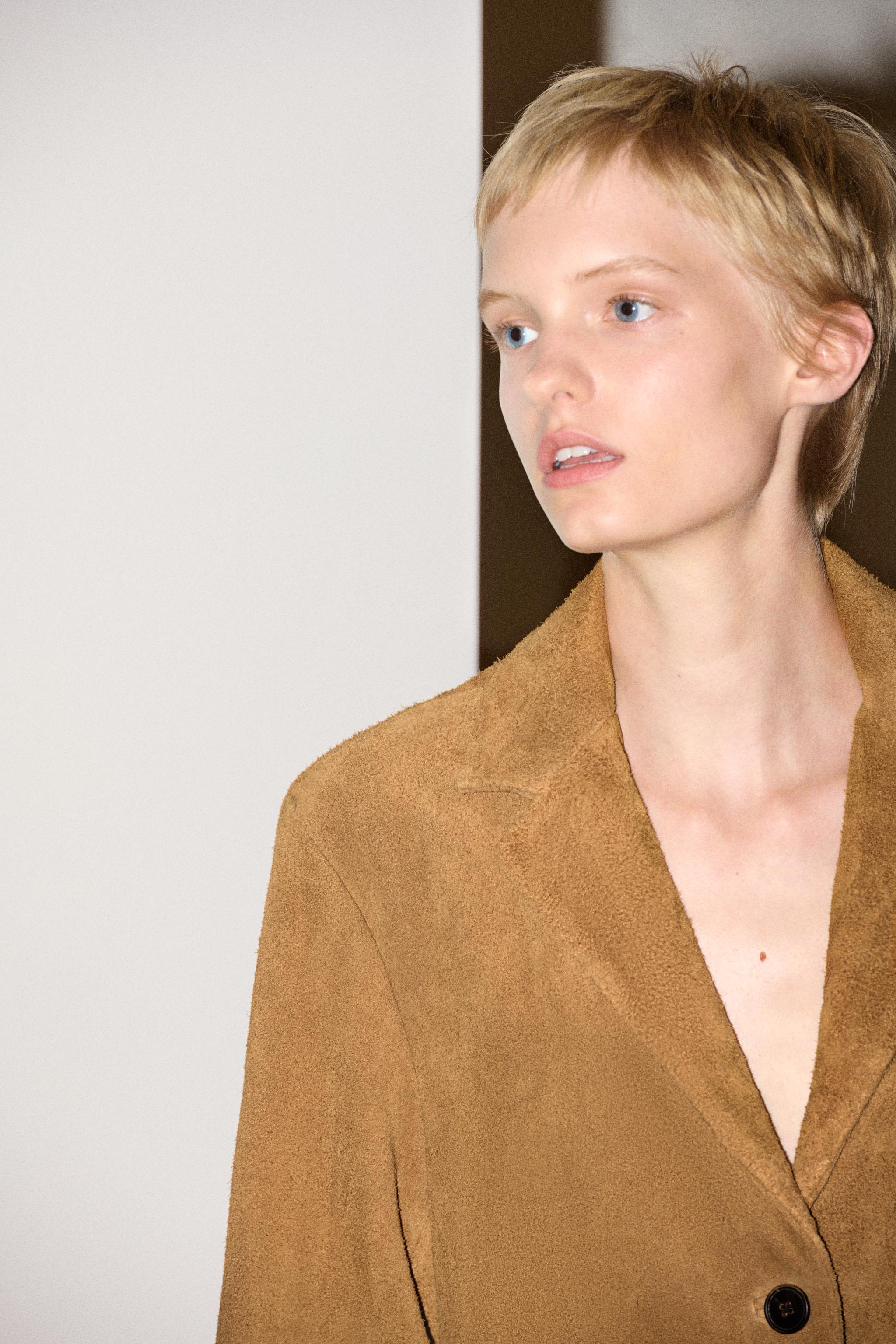 ZW COLLECTION 100% SUEDE LEATHER OVERSIZED JACKET